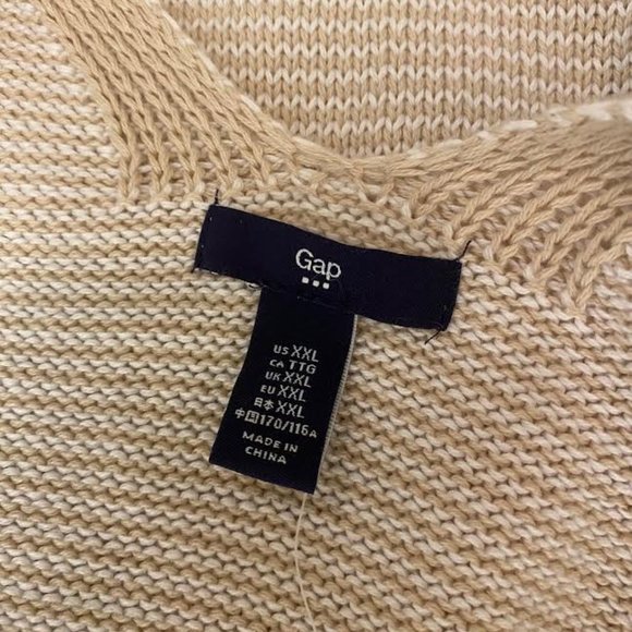 NWT GAP Women XXL Knit V-Neck Short Sleeve Cape Top Poncho Pullover Sweater Tan - Picture 7 of 7